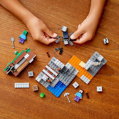 LEGO Minecraft zombie figure amid the cave setting for action-packed storytelling.