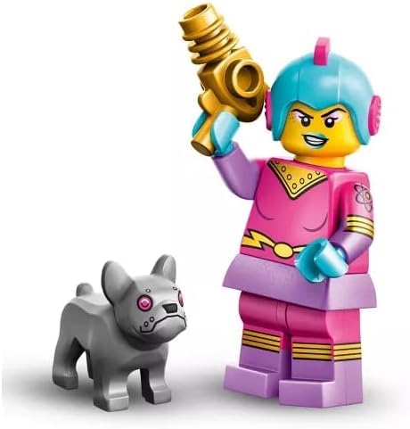 LEGO Minifigures Retro Space Heroine helmet detail for display and collection.