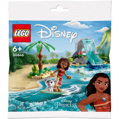 LEGO Moana's Dolphin Cave assembly with Pua and dolphin figures for creative play.