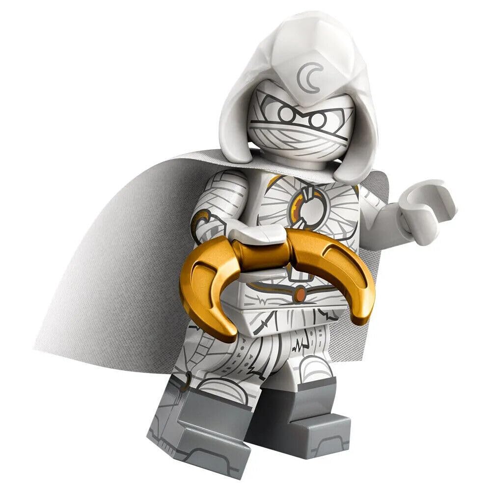LEGO Moon Knight minifigure with calendar capes for display and storytelling adventures.