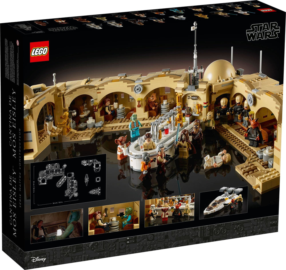 LEGO Mos Eisley Cantina Landspeeders provide dynamic backdrop for display