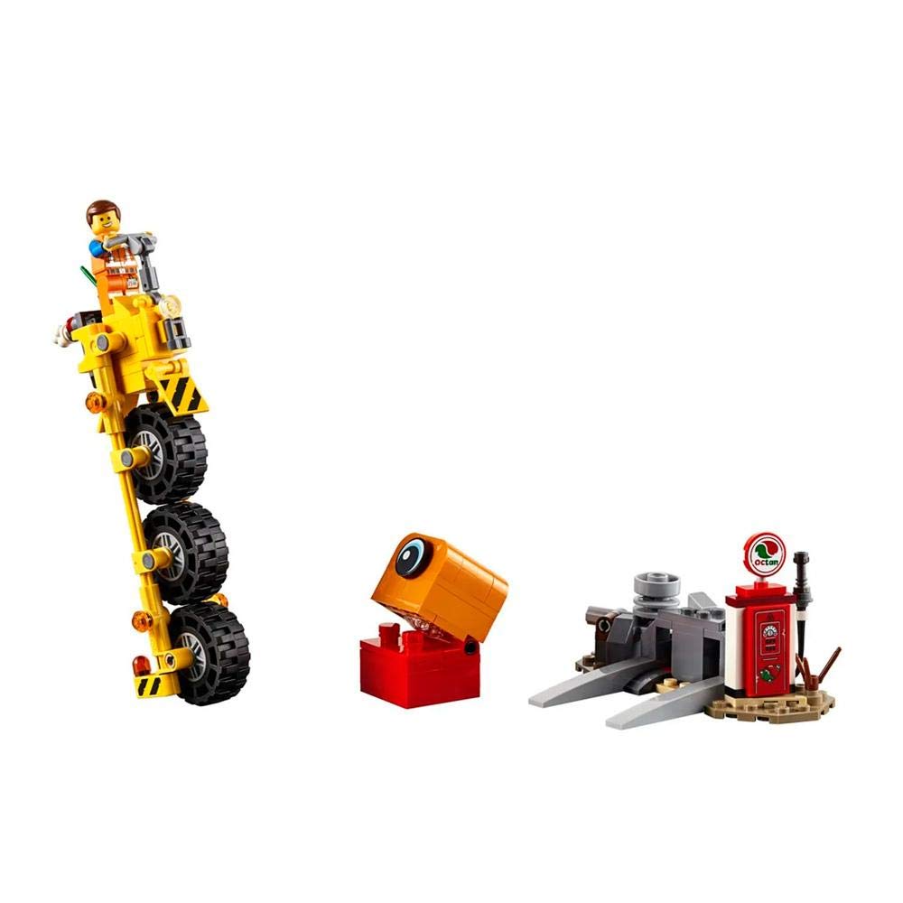 Parking spot helps keep the completed tricycle organized for display or play.