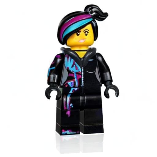 LEGO Wyldstyle hoodie-down close-up highlighting authentic build quality