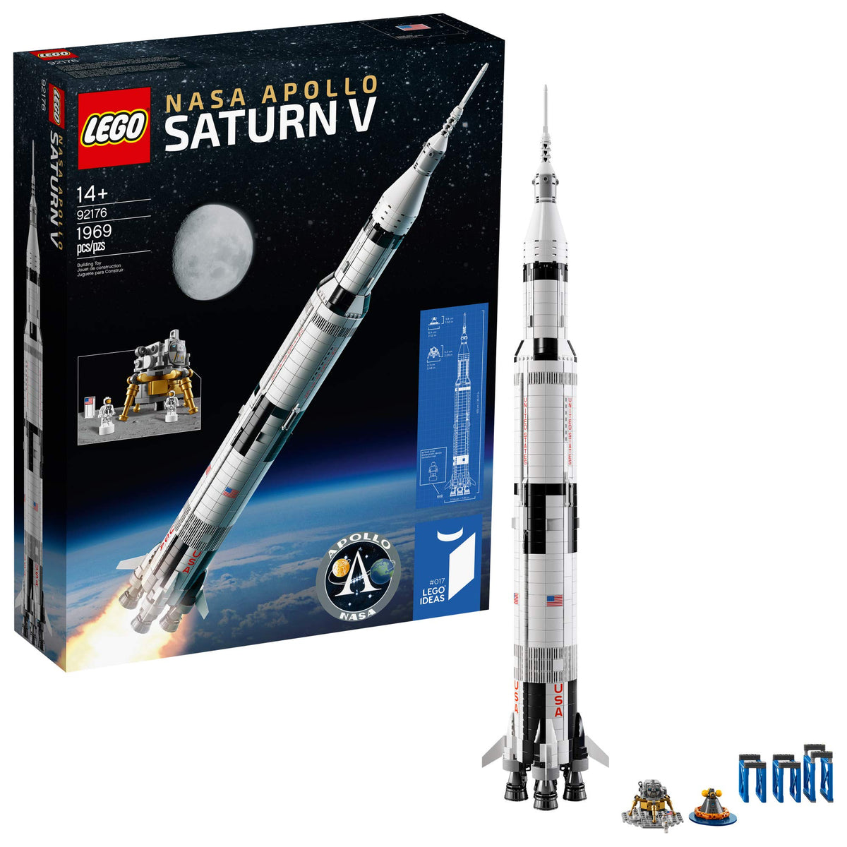 LEGO NASA Apollo Saturn V assembly model for dramatic display and learning