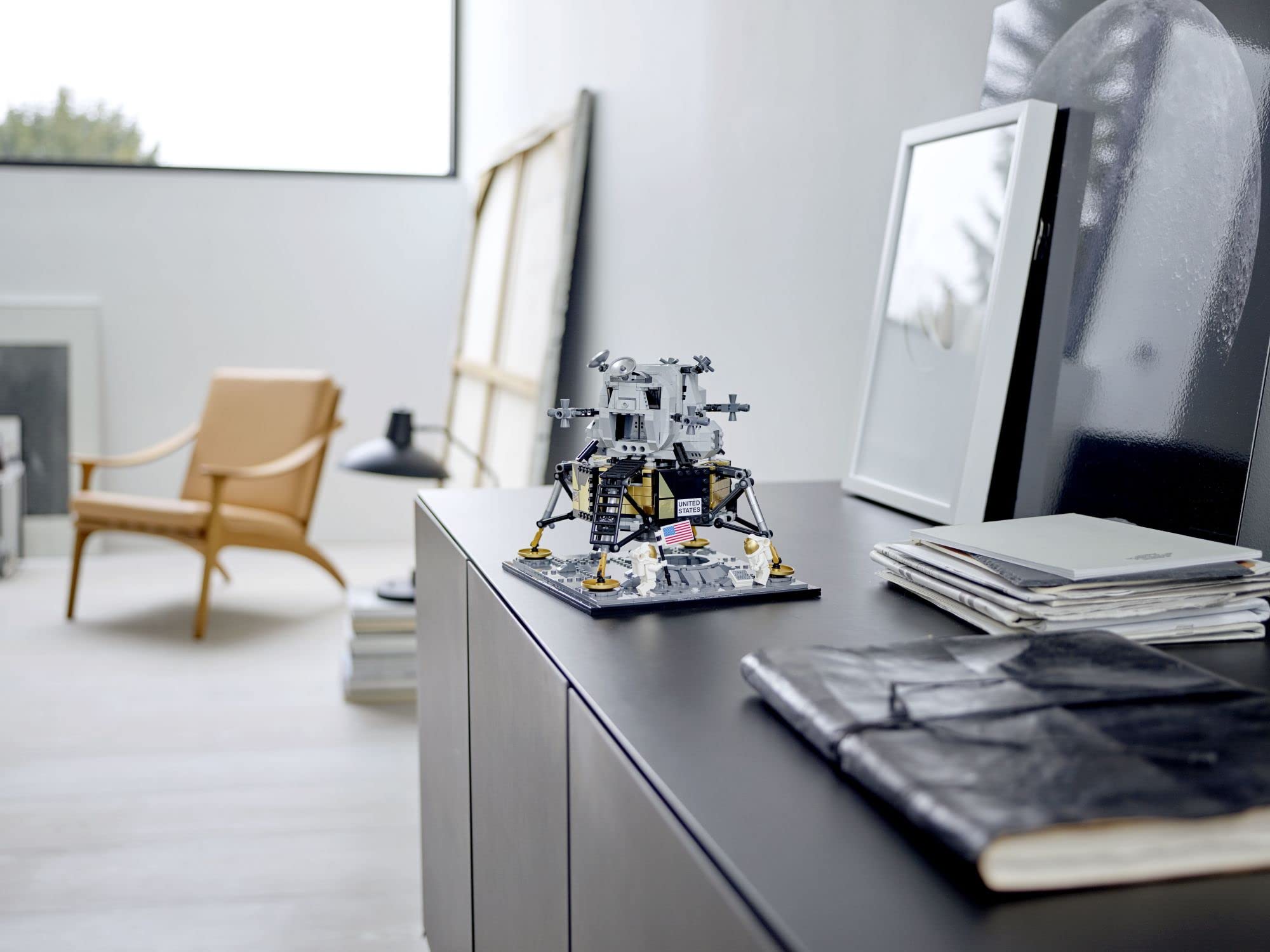 LEGO NASA Apollo 11 lunar lander ladder and features for display realism.