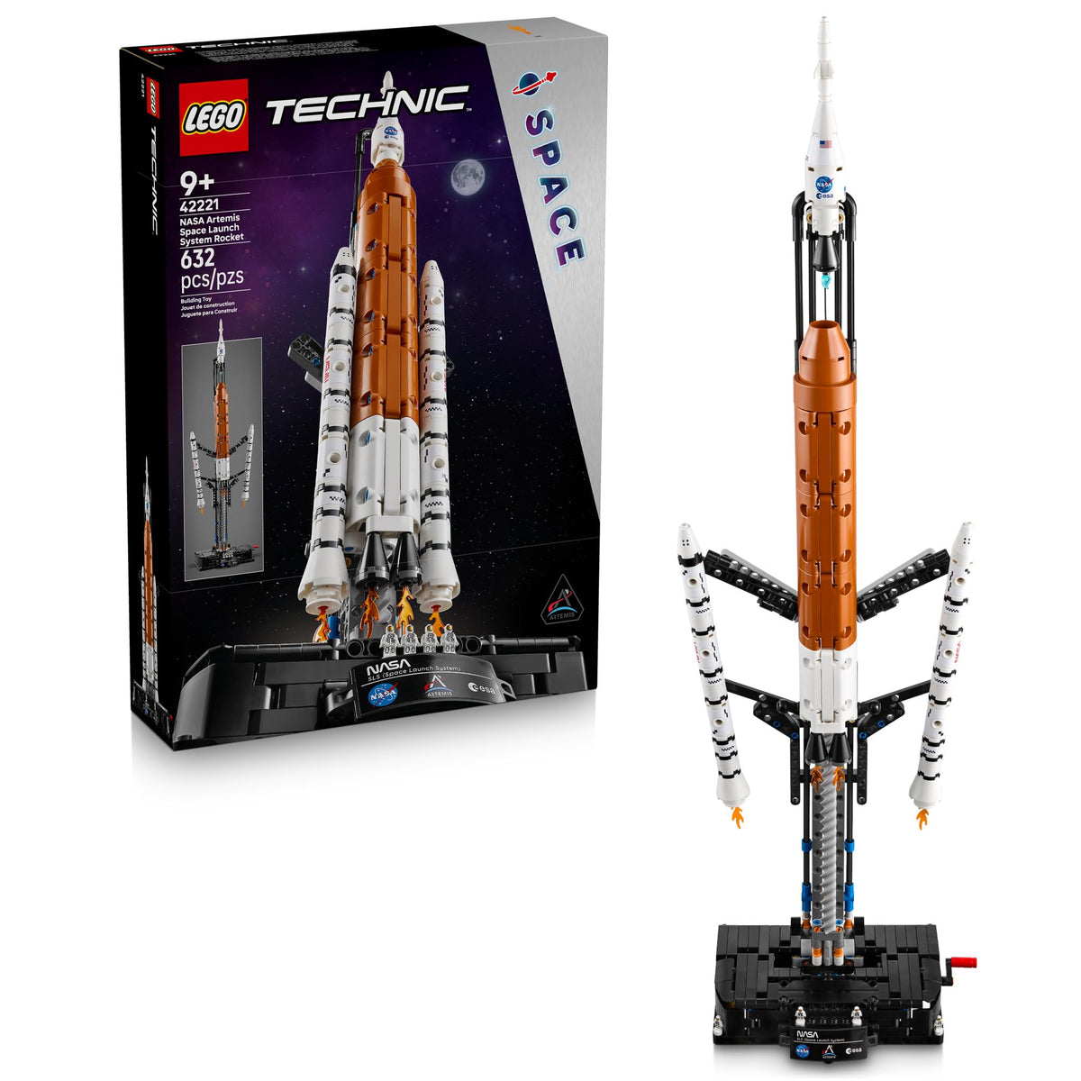 LEGO Technic Artemis rocket front view for immersive space play and display