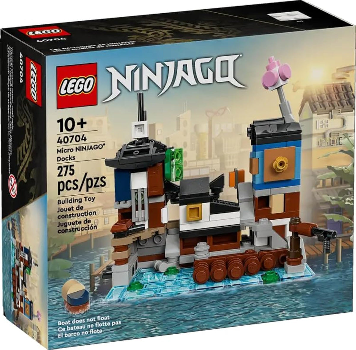 LEGO NINJAGO 40704 Micro Docks Market, a compact scene for imaginative city-building adventures.