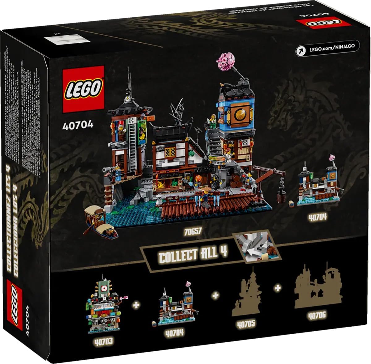 LEGO NINJAGO 40704 Micro Docks Tearoom, detailed micro scene for quick, creative play.