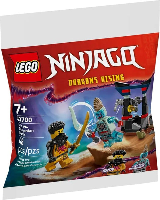 LEGO Ninjago Arin vs Dragonian Battle with winch; action-packed play and easy setup.