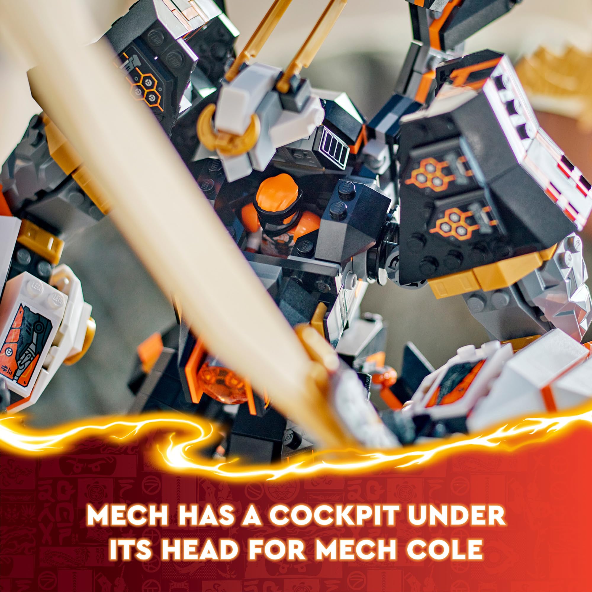 LEGO NINJAGO Cole minifigure included with two golden katana accessories