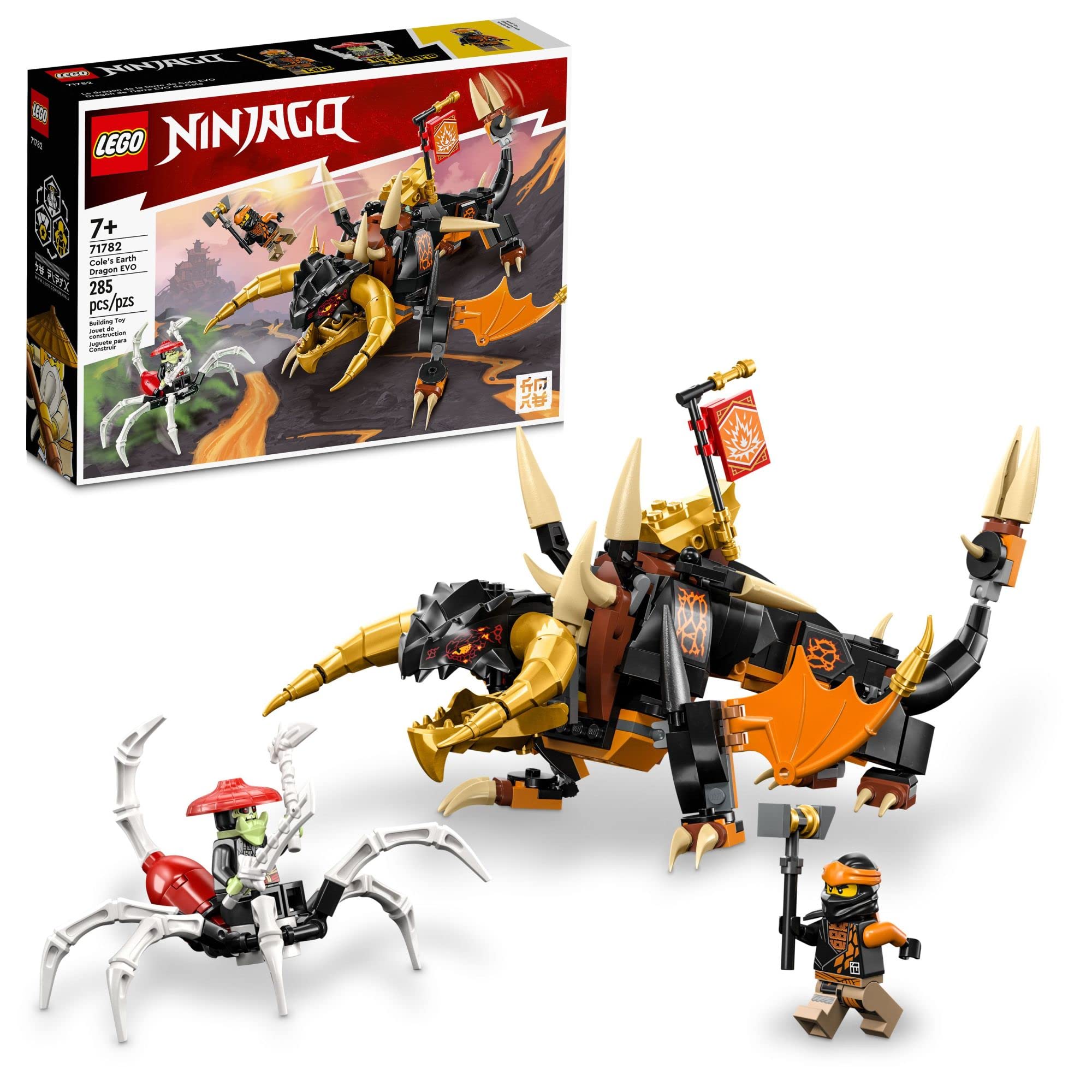 LEGO NINJAGO Cole’s Earth Dragon EVO in battle-ready pose for dramatic play
