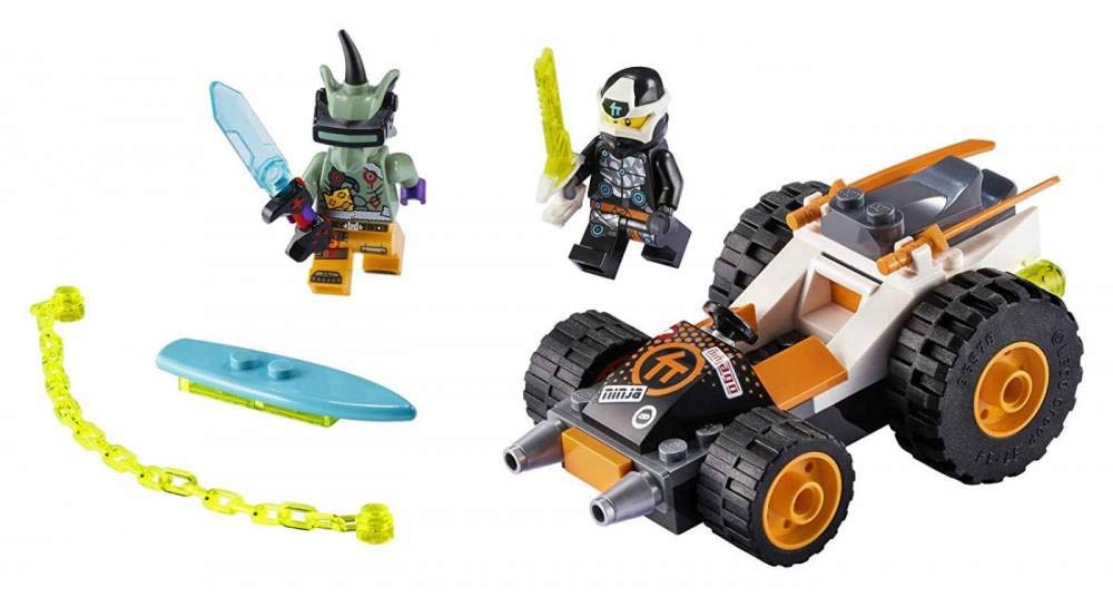 LEGO NINJAGO Cole’s Speeder Car side view shows a dynamic action-ready design.