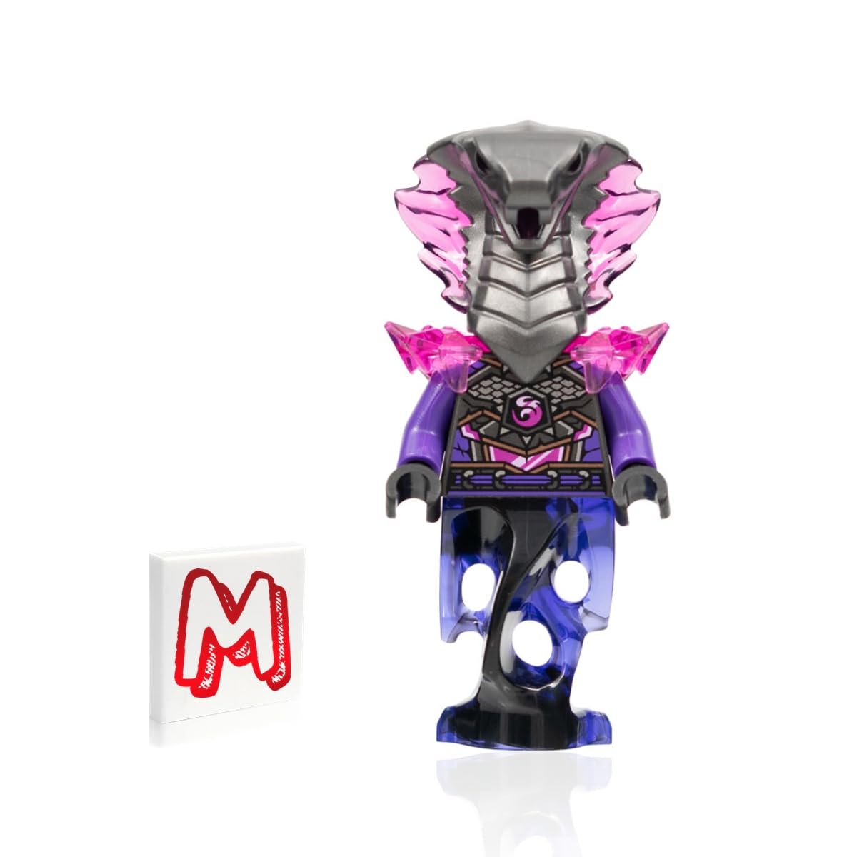 LEGO NINJAGO Crystalized Minifigureland logo tile enhances display setups