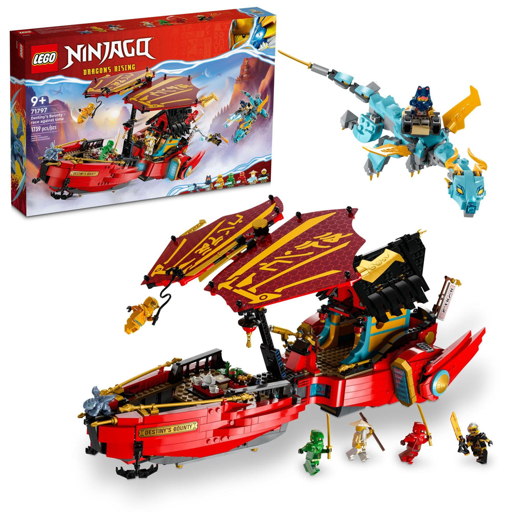LEGO NINJAGO Destiny’s Bounty airship for epic aerial adventures.