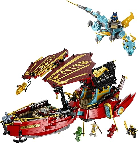 LEGO NINJAGO Destiny’s Bounty stud shooters fuel action-packed battles.