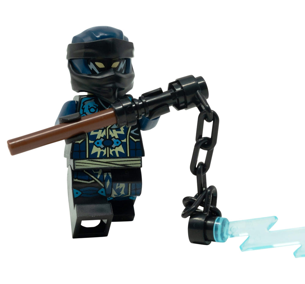 LEGO Ninjago Evil Jay minifigure with lightning scythe, ideal for imaginative play