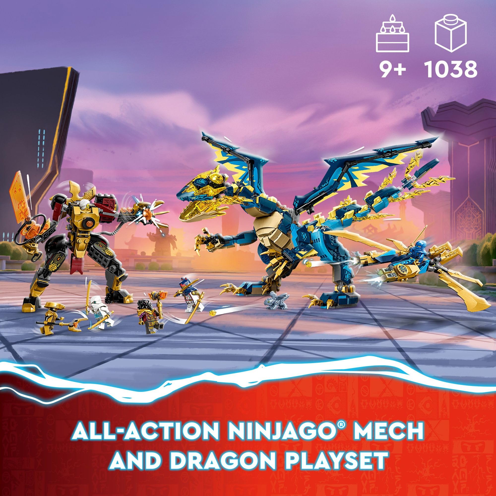 LEGO NINJAGO Empress Mech in vivid gold for dramatic play.