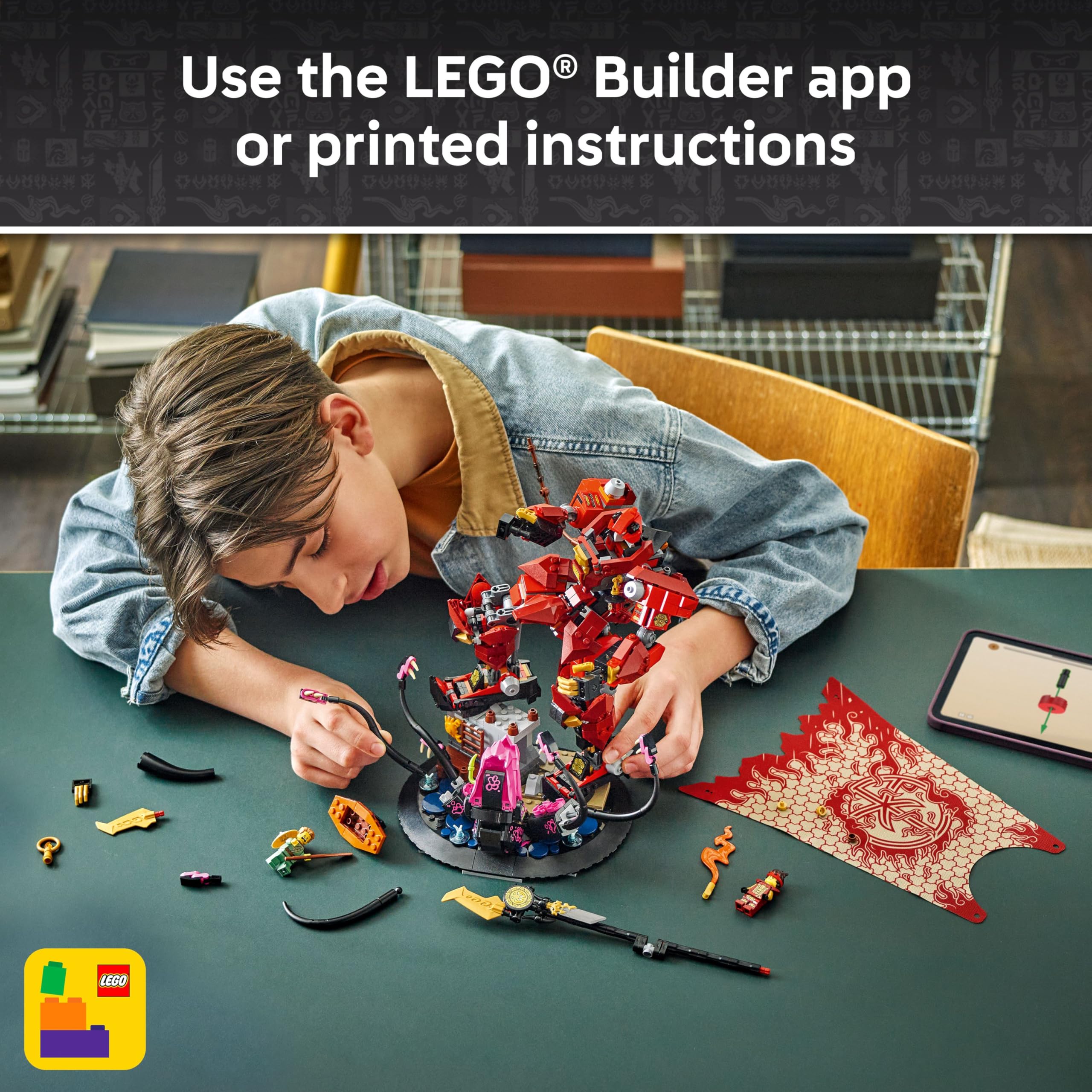 Teen builder uses the LEGO Builder app to guide the assembly in 3D