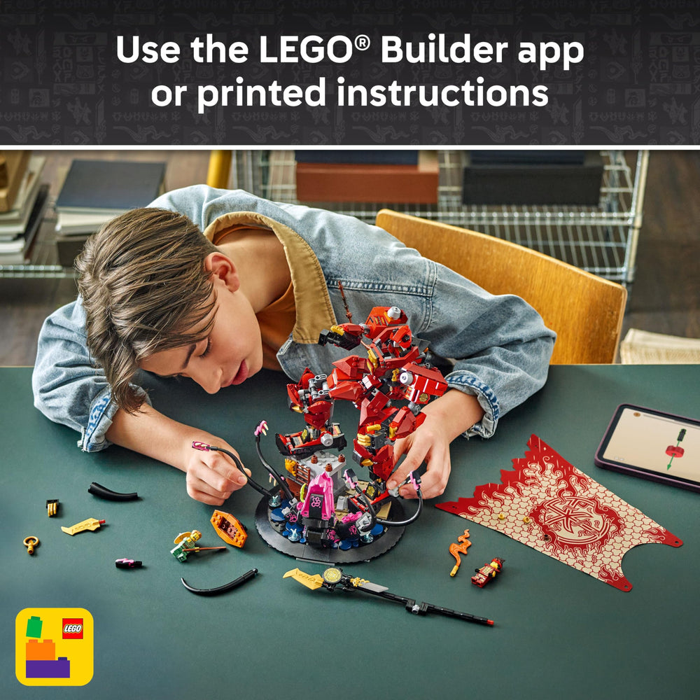 Teen builder uses the LEGO Builder app to guide the assembly in 3D