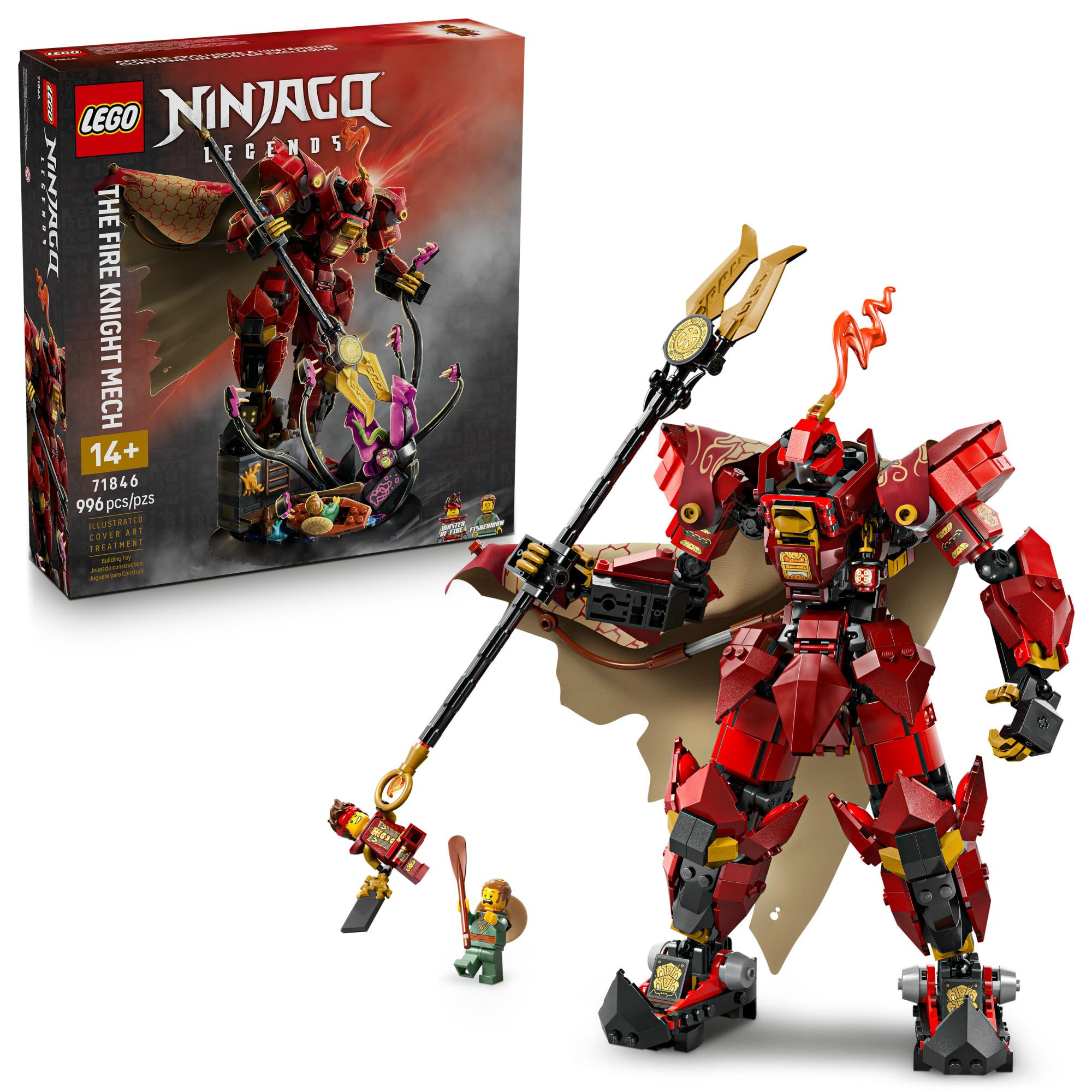 LEGO NINJAGO Fire Knight Mech with Kai inside the chest for dramatic display
