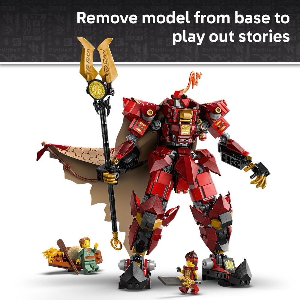 Tentacled sea monster clashes with the Fire Knight Mech in a dramatic scene