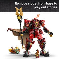 Tentacled sea monster clashes with the Fire Knight Mech in a dramatic scene