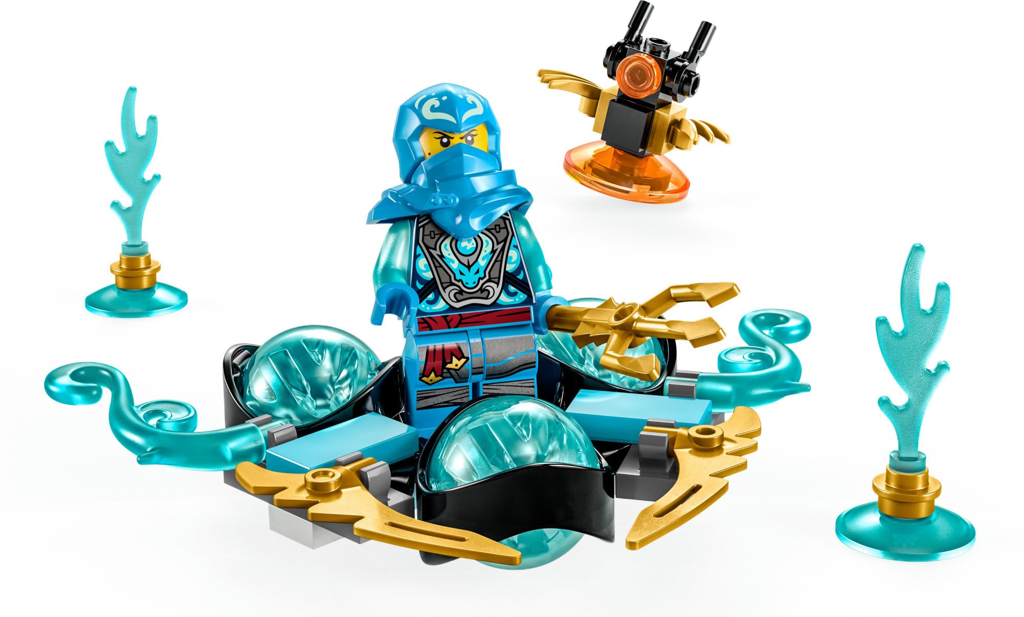 LEGO NINJAGO golden dragon energy core element as a coveted prize.
