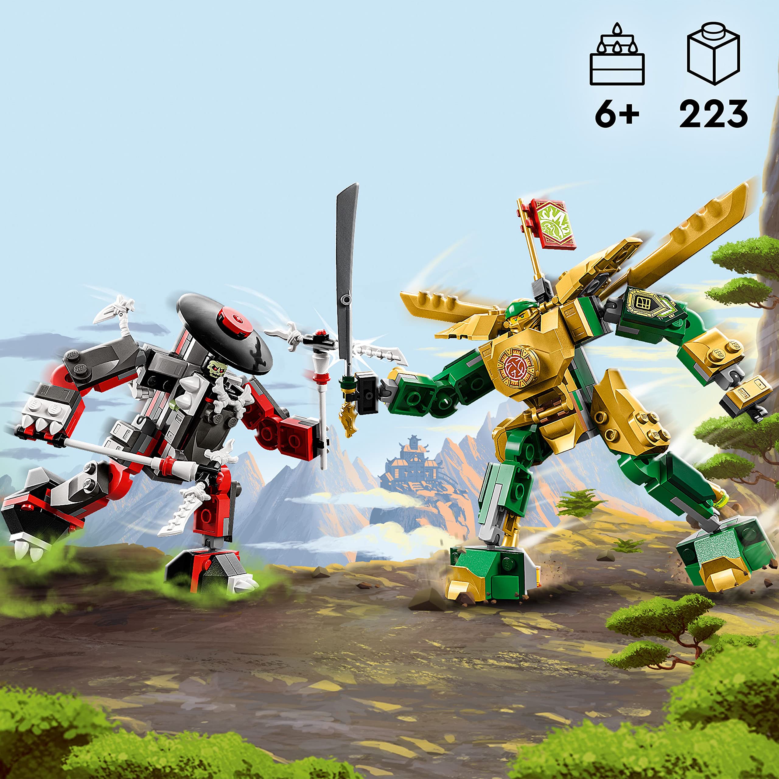 LEGO NINJAGO Golden Lloyd figure with gold sword enhances collectible display