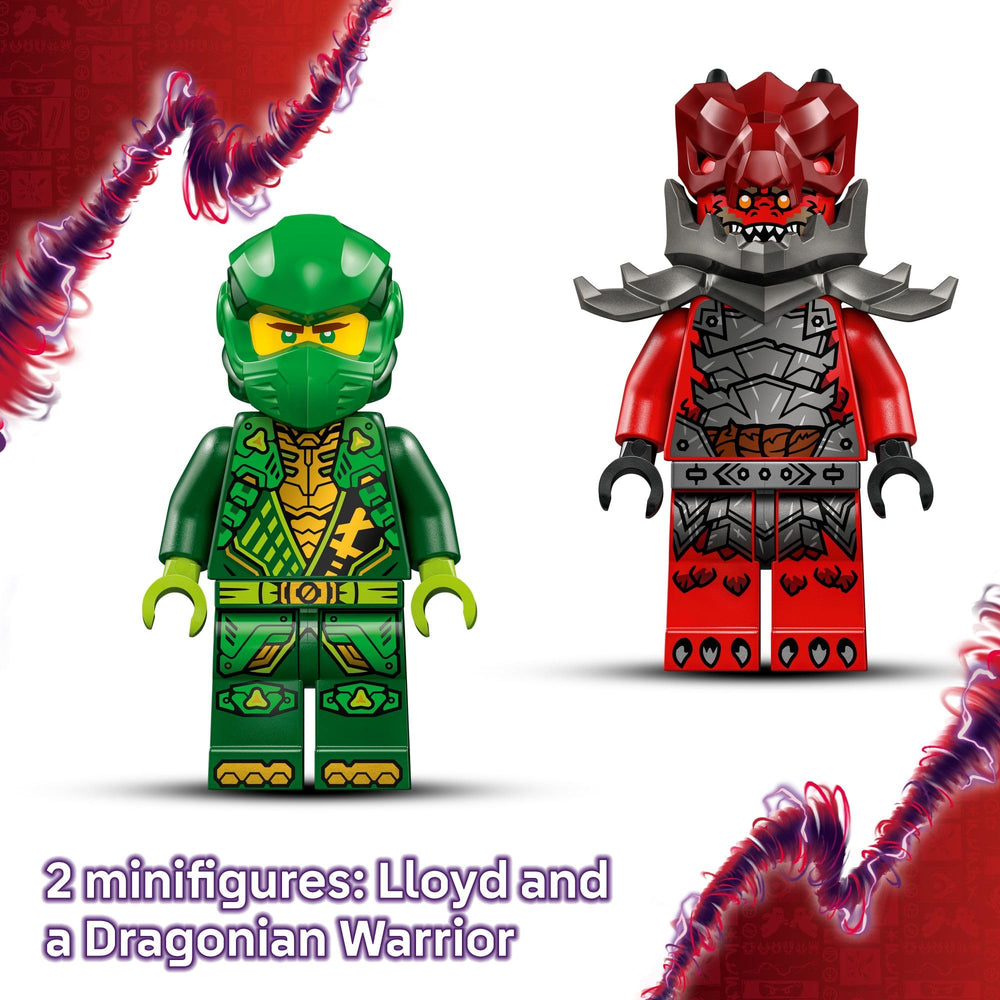 LEGO NINJAGO green lightning blades decorate the race car for bold visuals.