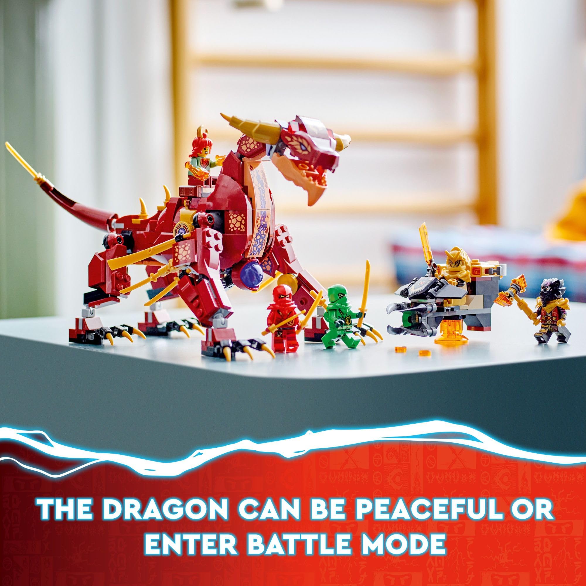LEGO NINJAGO Heatwave dragon in peaceful mode for storytelling and posing