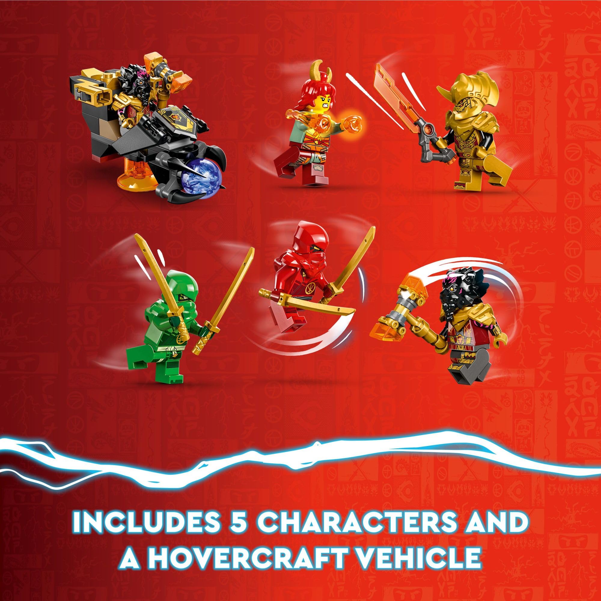LEGO NINJAGO Heatwave hovercraft battle vehicle in motion for fast play