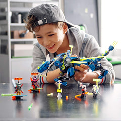 LEGO NINJAGO Jay’s Cyber Dragon missiles in action for dynamic play.