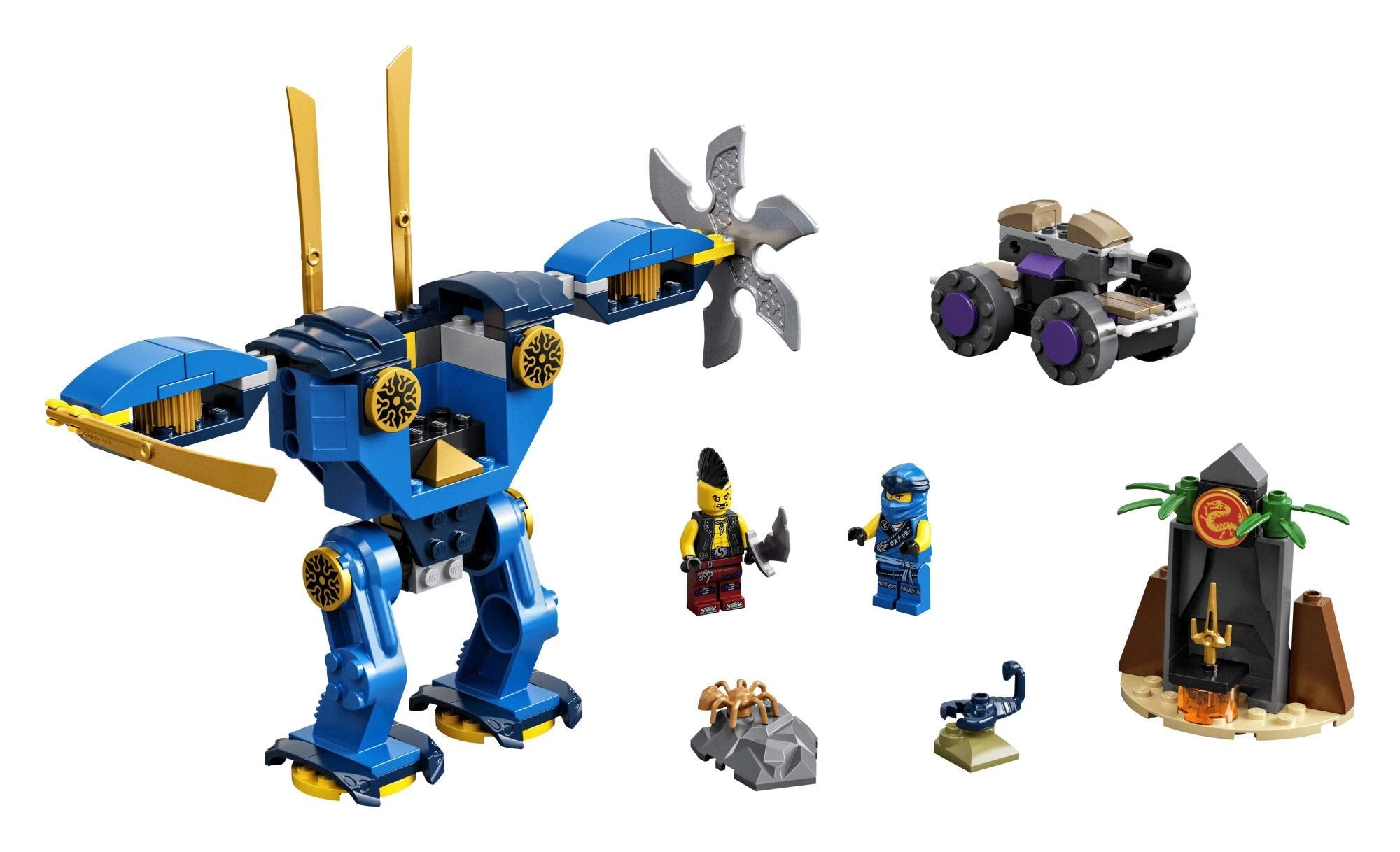 LEGO NINJAGO Jay’s Electro Mech side view showing movable limbs for dynamic battles