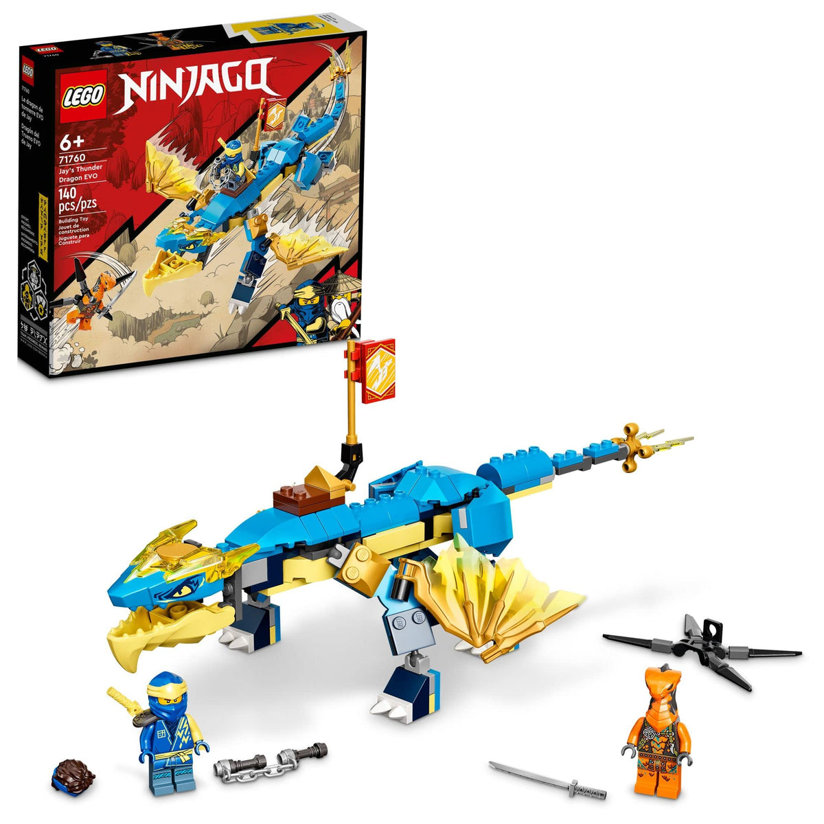 LEGO NINJAGO Jay’s Thunder Dragon EVO dragon figure in action for imaginative play
