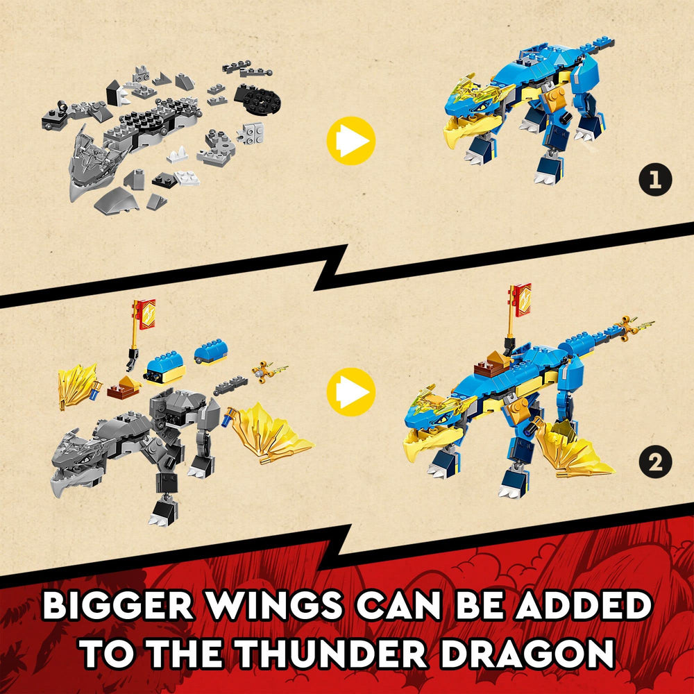 LEGO NINJAGO Thunder Dragon saddle supports easy Jay action