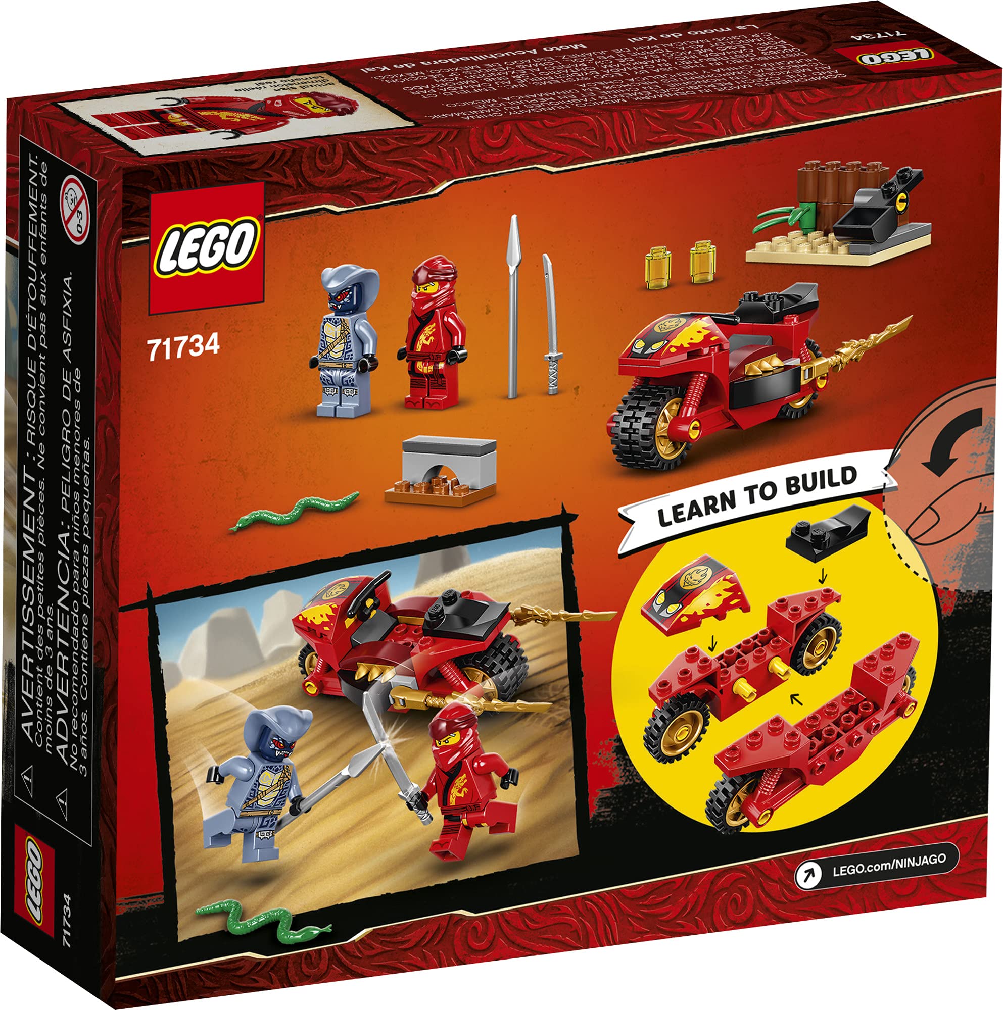 LEGO NINJAGO blade cycle catapult action enables launching add-on play.