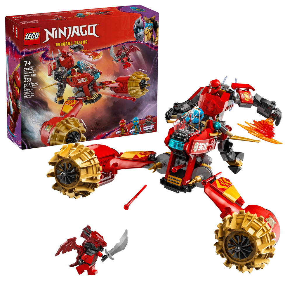 LEGO NINJAGO Kai's Mech Storm Rider front view in bold red