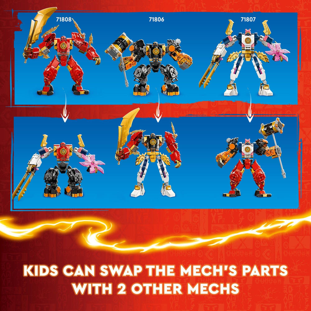 LEGO NINJAGO Kai, Zane, Jordana, Wolf Warrior minifigures ready.