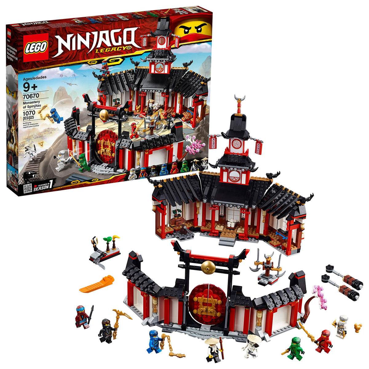LEGO NINJAGO Legacy Monastery Spinjitzu set front view for imaginative ninja battles