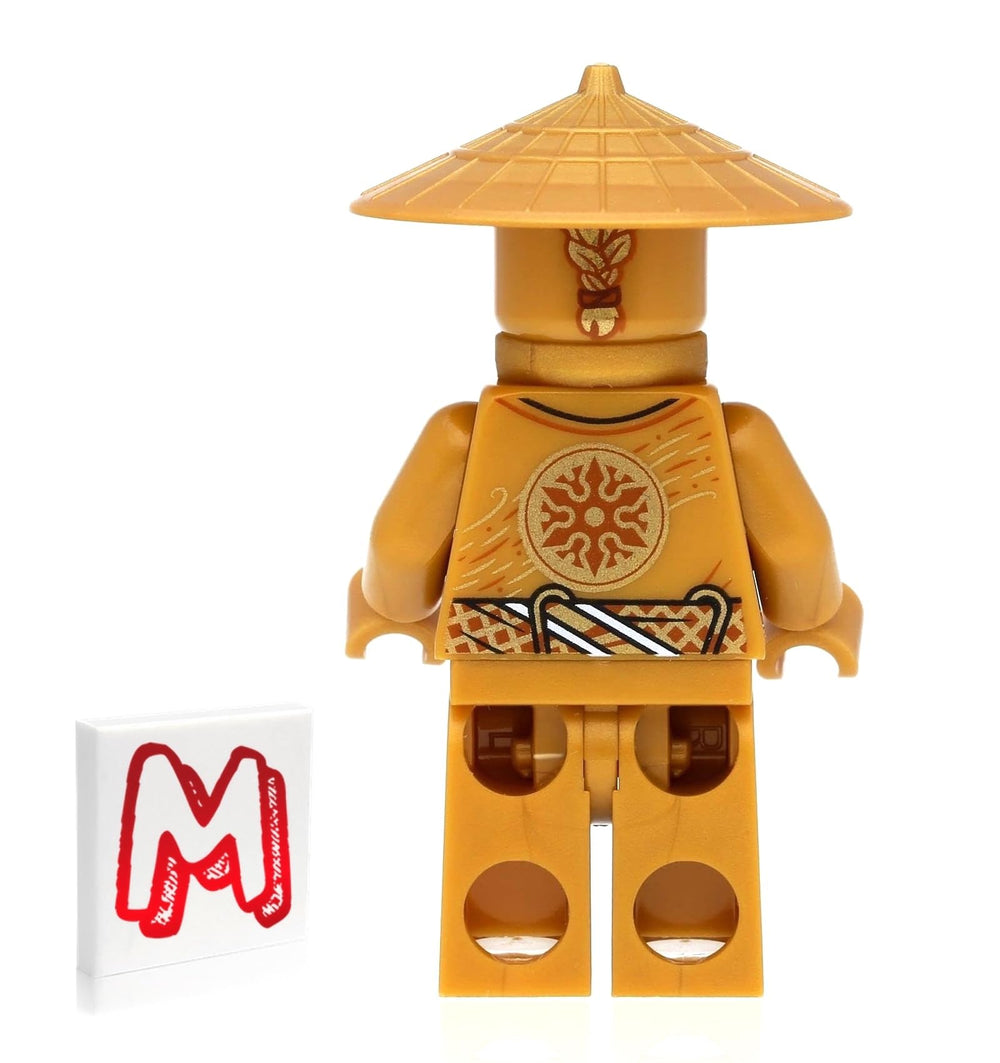 LEGO NINJAGO Sensei Wu golden staff accessory for display.