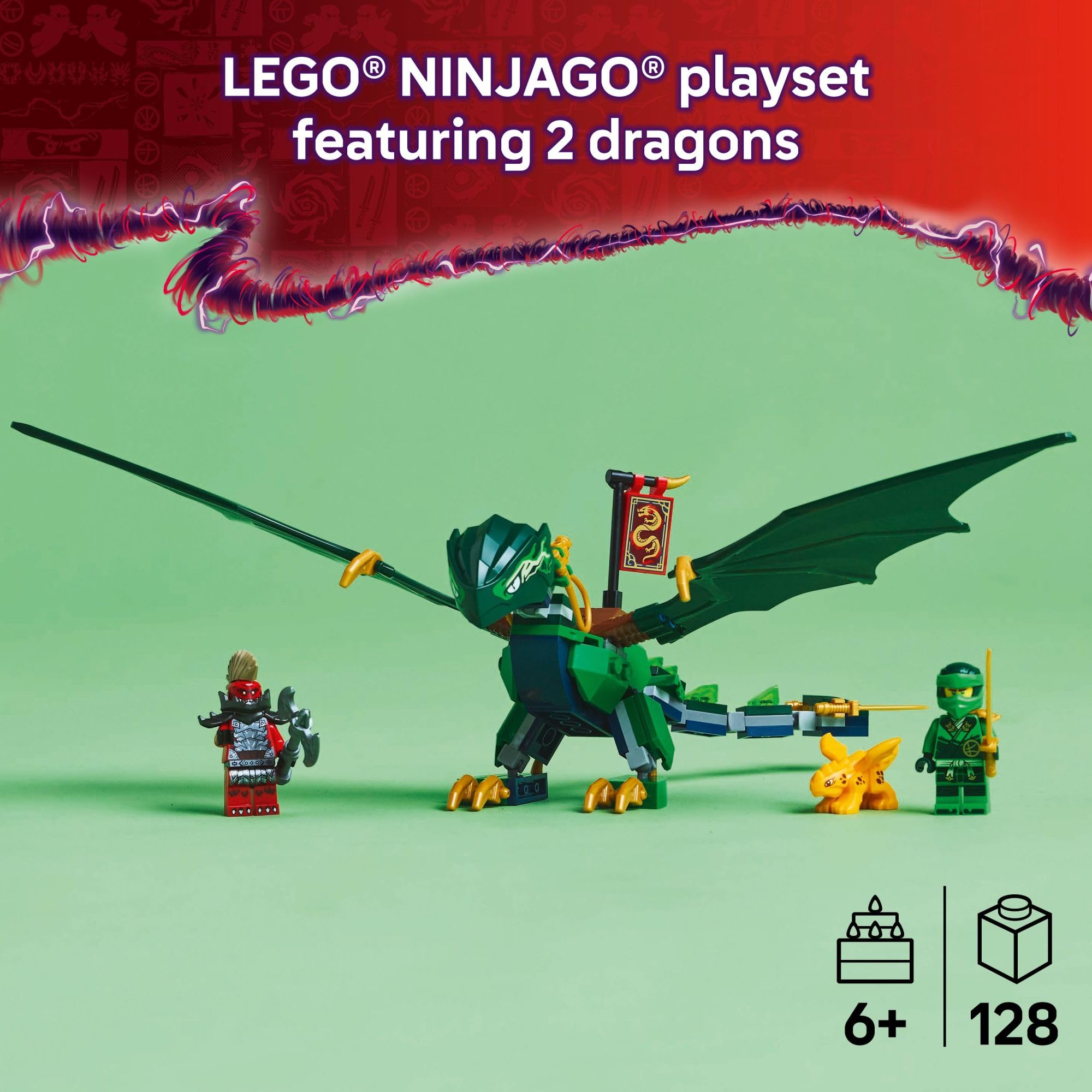 LEGO NINJAGO Lloyd minifigure with golden katana for heroic action
