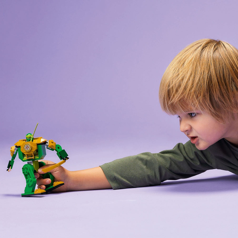 Lego Ninjago Lloyd minifigure with sword for battles.