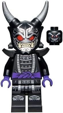 Oni mask detail on LEGO Lord Garmadon minifigure for imaginative scenes.