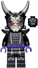 Oni mask detail on LEGO Lord Garmadon minifigure for imaginative scenes.