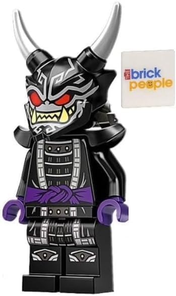 LEGO Ninjago Lord Garmadon Oni minifigure front view with sword for display.