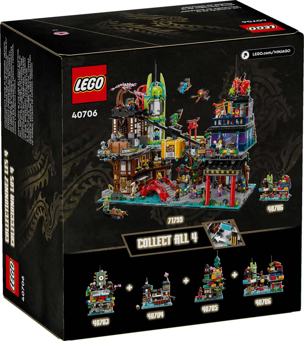 LEGO NINJAGO Micro City Markets bridge—adds dynamic waterfront detail