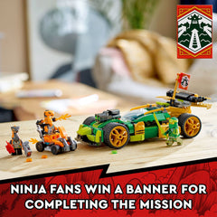 LEGO NINJAGO mission banner image shows collectible rewards after battles