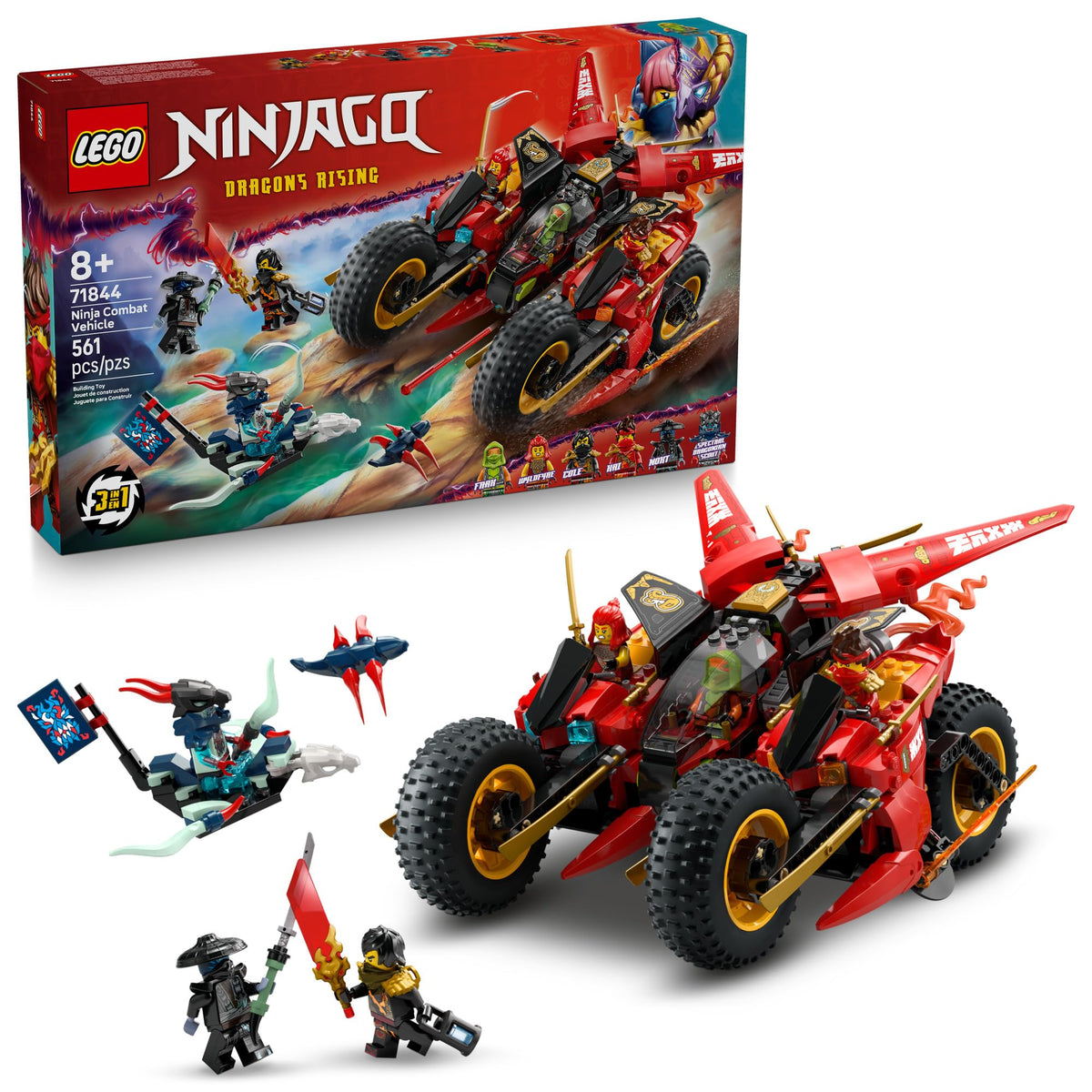Lego Ninjago Ninja Combat Vehicle front view for immersive three-in-one battles