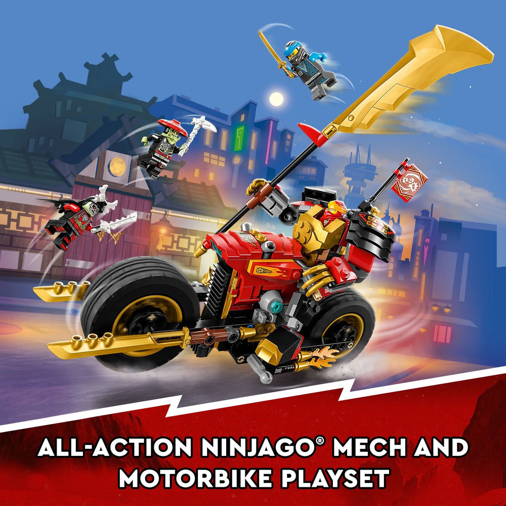 LEGO NINJAGO posable mech figure on bike for dynamic battles