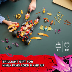 LEGO NINJAGO multi-terrain vehicle in dragon mode for display.